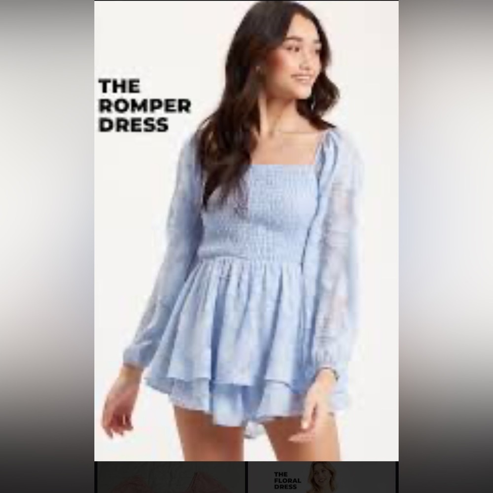 Rue21 Sky Blue Long Sleeve Romper Dress